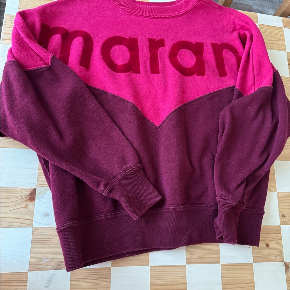 Isabel Marant Two-Tone Red and Burgundy Logo Sweatshirt - Picture 2 of 6